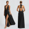 Fashionable women's summer sexy hanging neck backless slit dress