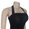 Fashionable women's summer mesh sexy slit solid color dress