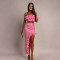 Summer women's beach dress, European and American ruffle edge skirt, halter top, sexy two