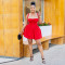 Fashionable women's summer sexy shoulder strap waist cinching jumpsuit short skirt new