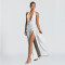 Fashionable women's summer sexy hanging neck backless slit dress