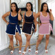 Two piece set of casual sports suit with fashionable pants skirt and camisole vest