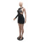 Foreign trade new three piece set hot drilling bra tight four cornered pants irregular mesh outer skirt