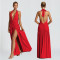 Fashionable women's summer sexy hanging neck backless slit dress