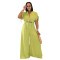 Fashionable women's casual solid color V-neck lace up wide leg jumpsuit