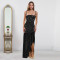 Fashionable women's summer sexy rhinestone suspender slit dress