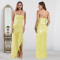 Fashionable women's summer sexy rhinestone suspender slit dress