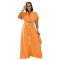 Fashionable women's casual solid color V-neck lace up wide leg jumpsuit