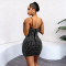 Fashion women's hot pressed diamond sleeveless suspender, hip hugging short skirt dress