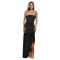 Fashionable women's summer sexy rhinestone suspender slit dress