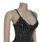 Fashion women's hot pressed diamond sleeveless suspender, hip hugging short skirt dress
