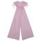 Fashionable women's casual solid color V-neck lace up wide leg jumpsuit