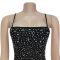 Fashionable women's summer sexy rhinestone suspender slit dress
