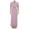 Fashionable women's casual solid color V-neck lace up wide leg jumpsuit