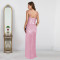 Fashionable women's summer sexy rhinestone suspender slit dress