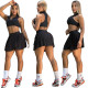 Summer new sports sleeveless high waisted V-neck yoga pleated skirt quick drying anti glare short skirt set