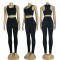 Summer New Fashionable Yoga Sports Vest Pants Running Fitness Waist Women's Two Piece Set