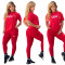 New fashionable cotton round neck short sleeved top+high elasticity and quick drying yoga fabric pants set in stock