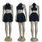Summer new sports sleeveless high waisted V-neck yoga pleated skirt quick drying anti glare short skirt set