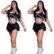 Knitted skirt set summer new fashionable casual sports vest high stretch short skirt two-piece set