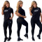 New fashionable cotton round neck short sleeved top+high elasticity and quick drying yoga fabric pants set in stock