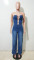Beauty outfit strapless backless slim fit straight leg wide leg denim jumpsuit