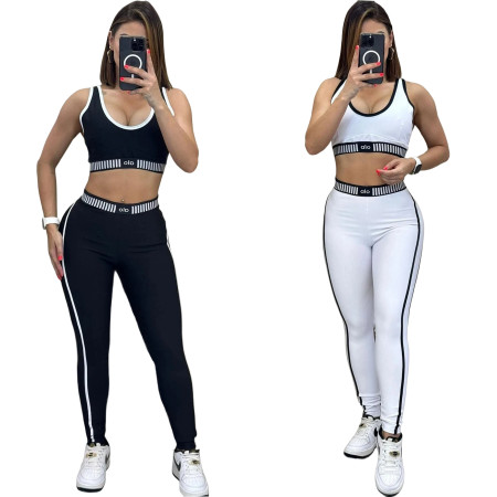 Summer new fashionable and casual adjustable sleeveless vest fitness waist cinching exercise yoga set