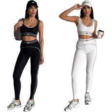 New yoga set, gathering sports vest, high waist, hip lifting, abdominal compression fitness set, in stock