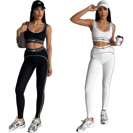 New yoga set, gathering sports vest, high waist, hip lifting, abdominal compression fitness set, in stock
