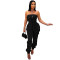 Casual commuting solid color multi pocket ankle binding workwear strapless jumpsuit