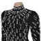 Fashionable women's temperament long sleeved nail bead rhinestone wrapped arm dress