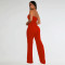 Fashion women's temperament strapless breasted breasted top and pants two-piece set