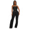 Fashion women's temperament strapless breasted breasted top and pants two-piece set