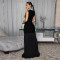 Fashionable women's patchwork pleated temperament slim fit bubble bead dress