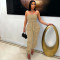 Casual commuting solid color multi pocket ankle binding workwear strapless jumpsuit