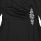 Fashionable women's dress with a cinched waist and crossed collar, long sleeved dress