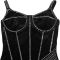 Fashionable women's sexy slim fit rhinestone suspender bag arm dress