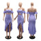 Strapless one shoulder short top paired with an irregular ruffled skirt with solid color, two pieces