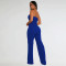 Fashion women's temperament strapless breasted breasted top and pants two-piece set
