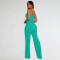 Fashion women's temperament strapless breasted breasted top and pants two-piece set
