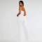 Fashion women's temperament strapless breasted breasted top and pants two-piece set