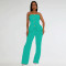 Fashion women's temperament strapless breasted breasted top and pants two-piece set