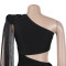 Fashionable women's sexy casual one shoulder tassel long dress