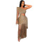 Fashionable women's sexy casual one shoulder tassel long dress