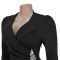 Fashionable women's dress with a cinched waist and crossed collar, long sleeved dress