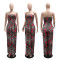 Sexy strapless foreign trade jumpsuit, fashionable printed pants, loose pants