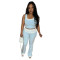 Two pieces of casual elastic splicing contrasting color pit stripe sleeveless vest and pants