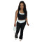 Two pieces of casual elastic splicing contrasting color pit stripe sleeveless vest and pants