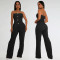 Fashion women's temperament strapless breasted breasted top and pants two-piece set