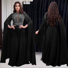 Fashionable women's clothing temperament hot stamping sexy long skirt party dress